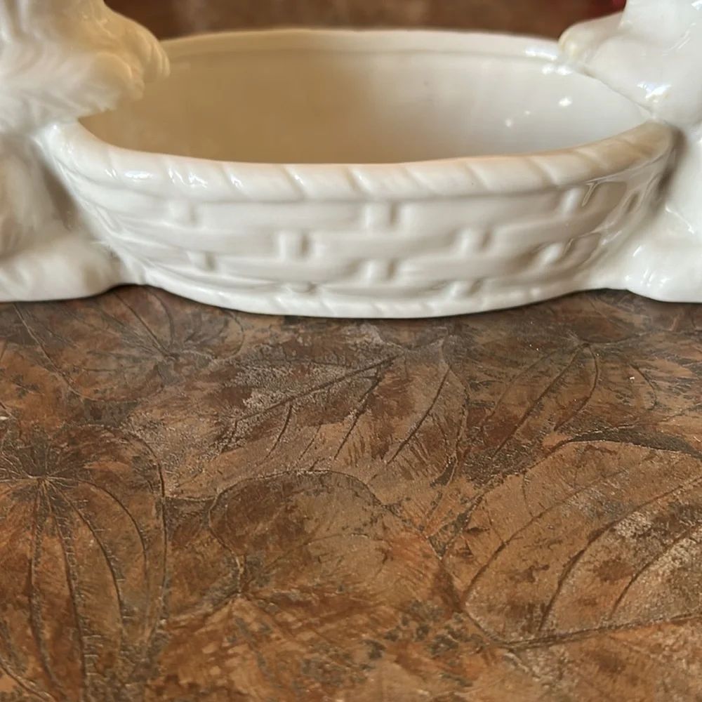 RAZ White Easter Candy Dish With Bunnies